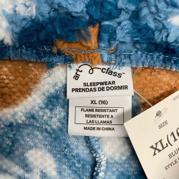 ART CLASS Unisex 2 PieceTie Dyed Sweatshirt & Shorts Pajama Set Size XL Blue New - Picture 4 of 11